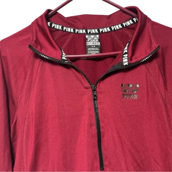PINK Victoria's Secret Women's Burgundy Zip-Up Sweater - Picture 3 of 5